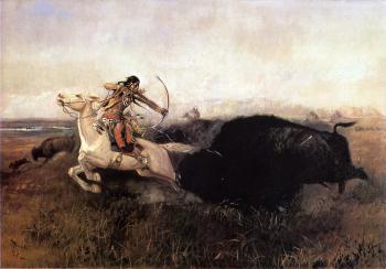 查爾斯 馬裡安 拉塞爾 Indians Hunting Buffalo